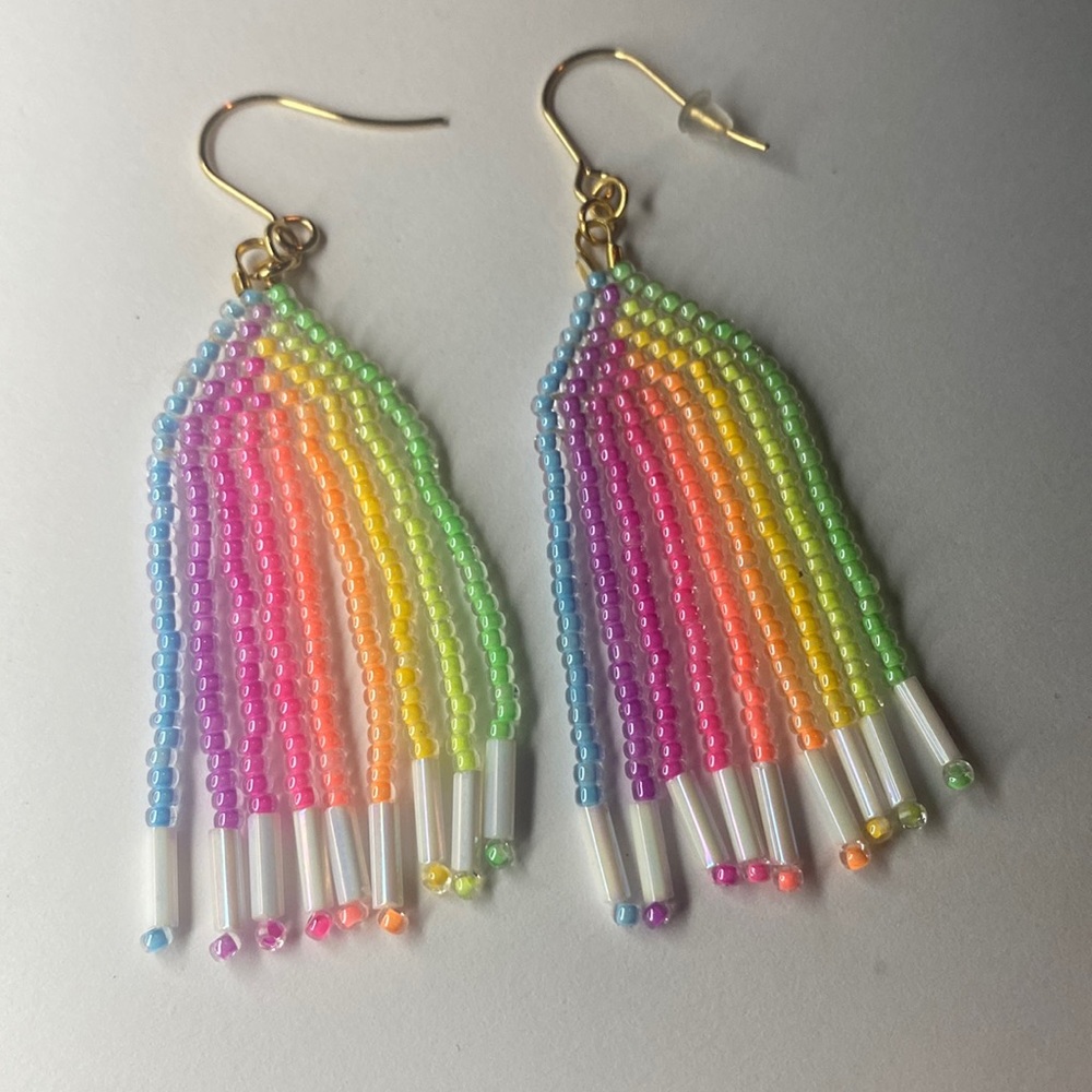 Pastel rainbow beaded Earrings by Catterfly Kreations